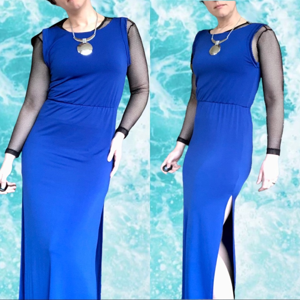 H&M Divided Blue Maxi Dress with Side Slits, Size XS